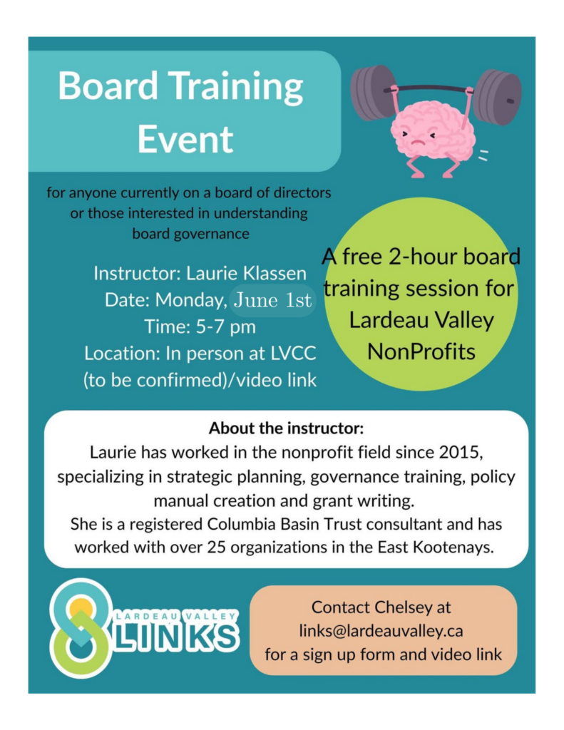 Free Board Training Event for Lardeau Valley Nonprofits Board Training Event 2026